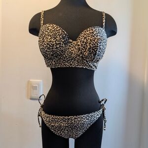 Ninety Nine Bikini Swim Set • Leopard Print • NWT • Size Large